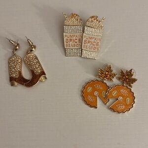 Sugarfix by Baublebar Pumpkin Spice Earrings Set - Gold and Orange